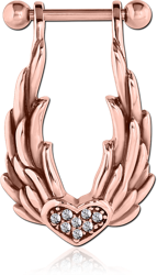 ROSE GOLD PVD COATED SURGICAL STEEL GRADE 316L JEWELED CARTILAGE SHIELD