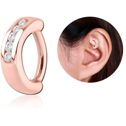 ROSE GOLD PVD COATED SURGICAL STEEL GRADE 316L JEWELED ROOK CLICKER