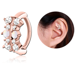 ROSE GOLD PVD COATED SURGICAL STEEL GRADE 316L JEWELED ROOK CLICKER - FILIGREE