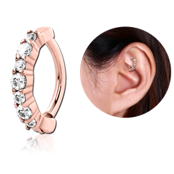ROSE GOLD PVD COATED SURGICAL STEEL GRADE 316L PRONG SET JEWELED ROOK CLICKER