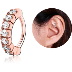 ROSE GOLD PVD COATED SURGICAL STEEL GRADE 316L PRONG SET CRYSTAL JEWELED ROOK CLICKER