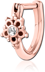 ROSE GOLD PVD COATED SURGICAL STEEL GRADE 316L JEWELED TRAGUS CLICKER