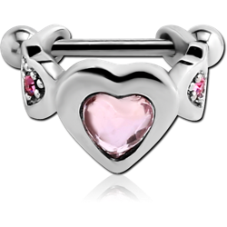 SURGICAL STEEL GRADE 316L JEWELED CARTILAGE SHIELD - THREE HEARTS