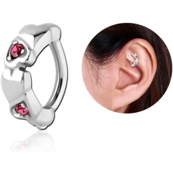 SURGICAL STEEL GRADE 316L JEWELED ROOK CLICKER - HEART