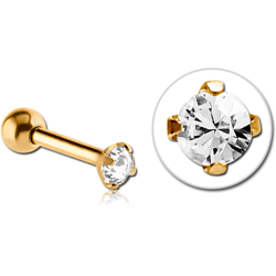 STERILE GOLD PVD COATED SURGICAL STEEL GRADE 316L ROUND PRONG SET JEWELED TRAGUS MICRO BARBELL FOR RHONA SUTTON