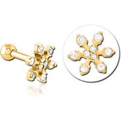 STERILE GOLD PVD COATED SURGICAL STEEL GRADE 316L JEWELED TRAGUS MICRO BARBELL