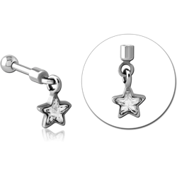 STERILE SURGICAL STEEL GRADE 316L HELIX MICRO BARBELL WITH JEWELED CHARM - STAR
