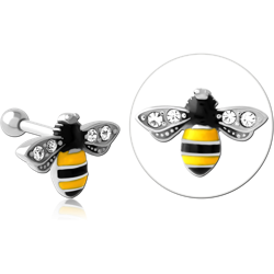 STERILE SURGICAL STEEL GRADE 316L JEWELED TRAGUS MICRO BARBELL - BEE