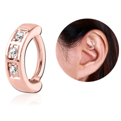 STERILE ROSE GOLD PVD COATED SURGICAL STEEL GRADE 316L JEWELED ROOK CLICKER