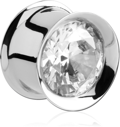 SURGICAL STEEL GRADE 316L JEWELED DOUBLE FLARED PLUG