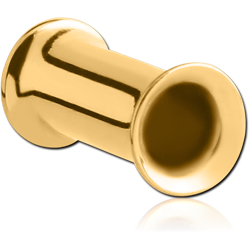 GOLD PVD COATED SURGICAL STEEL GRADE 316L DOUBLE FLARED TUNNEL