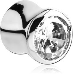 SURGICAL STEEL GRADE 316L JEWELED FLARED TUNNEL-ROUND