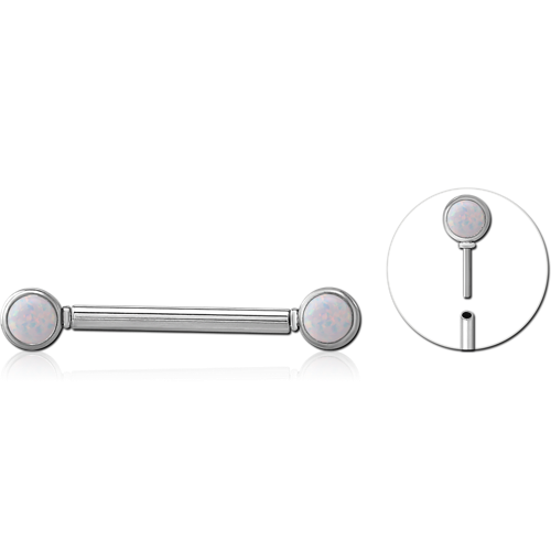 TITANIUM ALLOY THREADLESS BARBELL JEWELED NIPPLE BAR TPFINBLNS2OPL